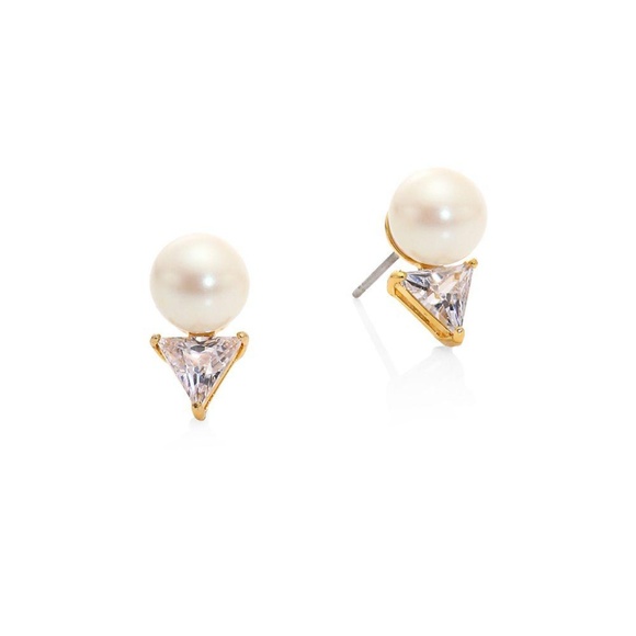Kate Spade Bright Triangle Pearl Stud Earrings - Picture 3 of 6